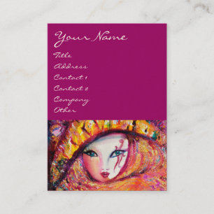 CARNIVAL MASK IN GEEL MET RODE ROSE ROSE VISITEKAARTJE