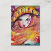 CARNIVAL MASK IN GEEL MET RODE ROSE ROSE VISITEKAARTJE (Achterkant)