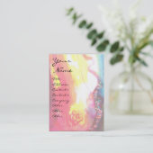 CARNIVAL MASK IN GEEL MET RODE ROSE ROSE VISITEKAARTJE (Staand voorkant)