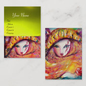 CARNIVAL MASK IN GEEL MET ROSE, Topaz Visitekaartje (Voorkant / Achterkant)