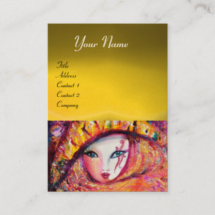 CARNIVAL MASK IN GEEL MET ROSE, Topaz Visitekaartje