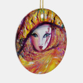 CARNIVAL MASK IN GOLD YELLOW MET RODE ROSE KERAMISCH ORNAMENT (Rechts)