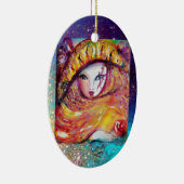 CARNIVAL MASK IN GOLD YELLOW MET RODE ROSE KERAMISCH ORNAMENT (Rechts)