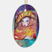 CARNIVAL MASK IN GOLD YELLOW MET RODE ROSE KERAMISCH ORNAMENT (Links)