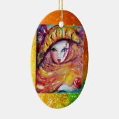 CARNIVAL MASK IN GOLD YELLOW MET RODE ROSE KERAMISCH ORNAMENT (Rechts)