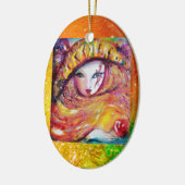 CARNIVAL MASK IN GOLD YELLOW MET RODE ROSE KERAMISCH ORNAMENT (Links)