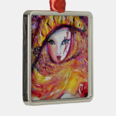 CARNIVAL MASK IN GOLD YELLOW MET RODE ROSE METALEN ORNAMENT (Rechts)