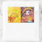 CARNIVAL MASK IN GOLD YELLOW MET RODE ROSE RECHTHOEKIGE STICKER (Tas)