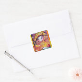 CARNIVAL MASK IN GOLD YELLOW MET RODE ROSE VIERKANTE STICKER (Envelop)