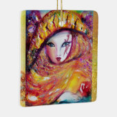 CARNIVAL MASK IN YELLOW Masquerade Party Keramisch Ornament (Rechts)