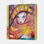 CARNIVAL MASK IN YELLOW Masquerade Party Keramisch Ornament (Links)