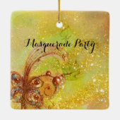 CARNIVAL MASK IN YELLOW Masquerade Party Keramisch Ornament (Achterkant)