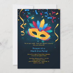 Carnival Mask Invitation Kaart