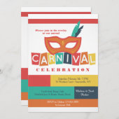 Carnival Mask Invitation Kaart (Voorkant / Achterkant)