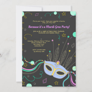 Carnival Mask Invitation Kaart