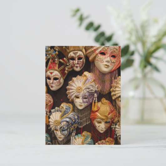 Carnival-maskers in Venetië Briefkaart (Staand voorkant)