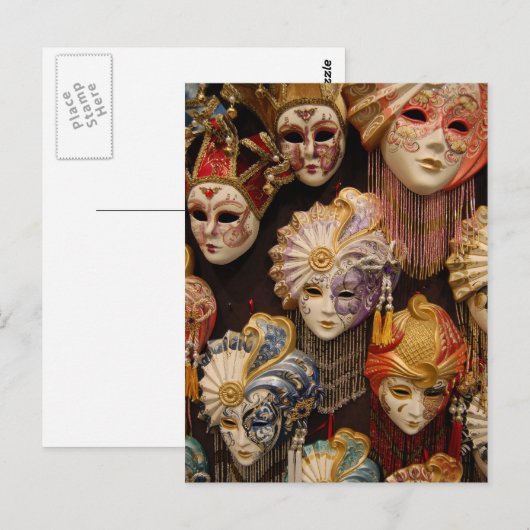 Carnival-maskers in Venetië Briefkaart (Voorkant / Achterkant)