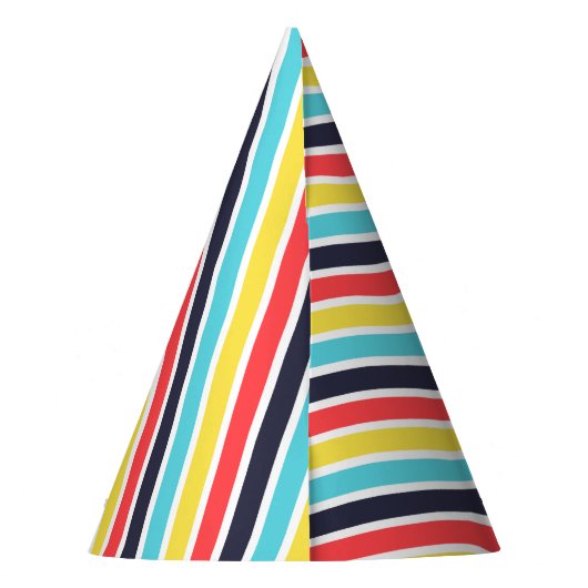 Carnival Multi-Color Diagnostic Stripe Birthday Feesthoedjes (Achterkant)