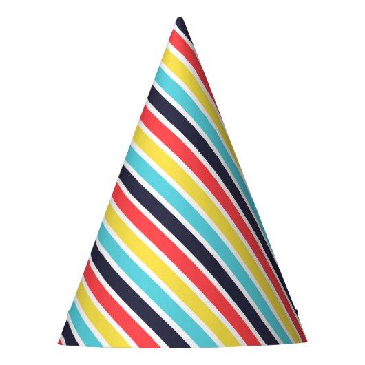 Carnival Multi-Color Diagnostic Stripe Birthday Feesthoedjes (Voorkant)