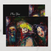 CARNIVAL NACHT IN VENICE Venetian Masquerade maske Aankondiging (Voorkant / Achterkant)