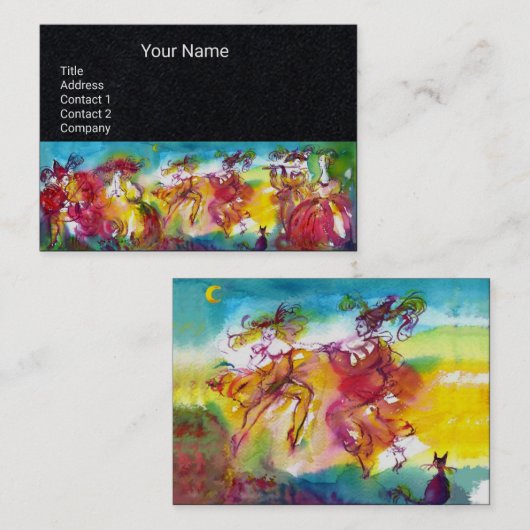 CARNIVAL NIGHT Masquerade Dance, Music Black Paper Visitekaartje (Voorkant / Achterkant)