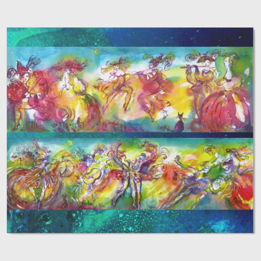 CARNIVAL NIGHT / Venetian Masquerade Dance Music Cadeaupapier (Vlak)