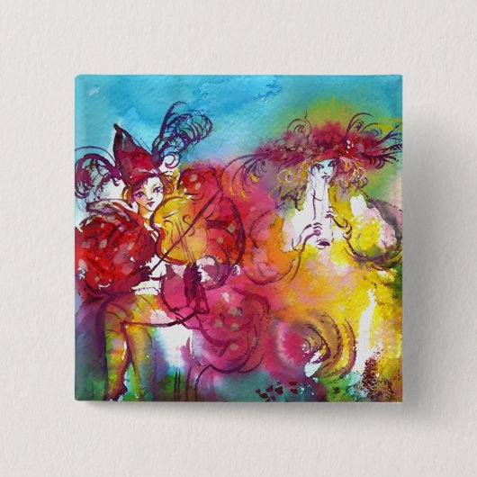 CARNIVAL NIGHT / Venetian Masquerade, Dance Music Vierkante Button 5,1 Cm (Voorkant)