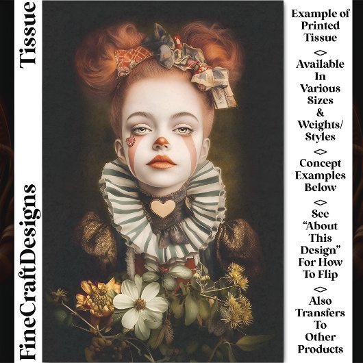 Carnival Noir Circus Schattige Clown Girl CN3 Deco Tissuepapier