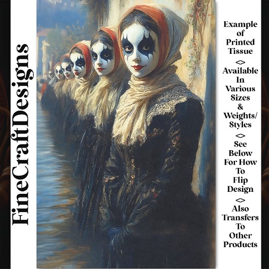 Carnival Noir Geschilderde Gezichtacteurs BJ9 Deco Tissuepapier