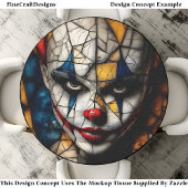 Carnival Noir Ongewone Clown Face CD3 Decoupage Tissuepapier