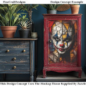 Carnival Noir Ongewone Clown Face CD3 Decoupage Tissuepapier