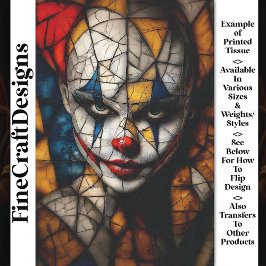 Carnival Noir Ongewone Clown Face CD3 Decoupage Tissuepapier