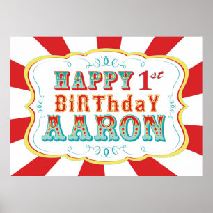 Carnival of Circus Birthday Banner voor Aaron Poster