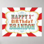 Carnival of Circus Birthday Banner voor Brandon Poster (Voorkant)