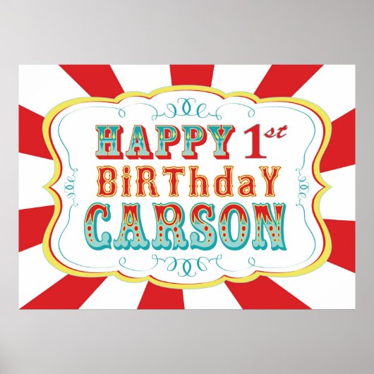 Carnival of Circus Birthday Banner voor Carson Poster (Voorkant)