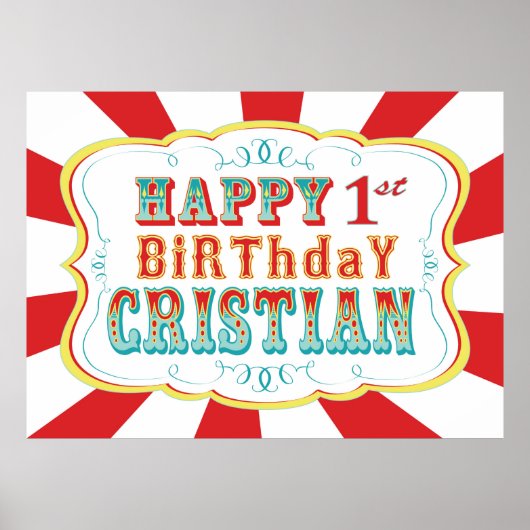 Carnival of Circus Birthday Banner voor Cristian Poster (Voorkant)