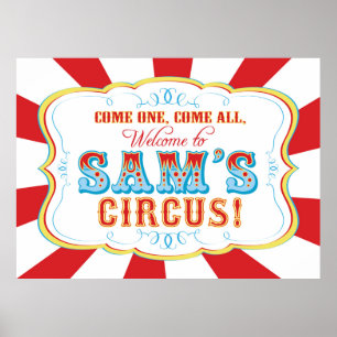 Carnival of Circus Birthday Banner voor Sam Poster