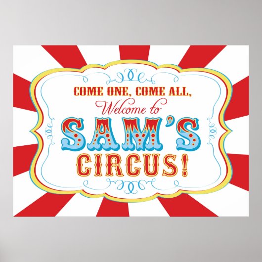 Carnival of Circus Birthday Banner voor Sam Poster (Voorkant)