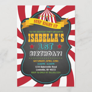 Carnival of Circus Birthday Party Invitation Kaart