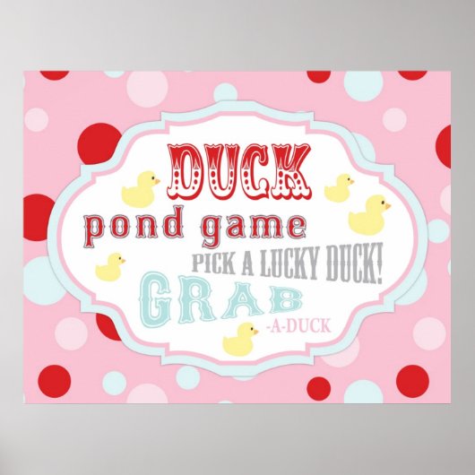 Carnival of Circus Duck Pond Game Sign. Poster (Voorkant)