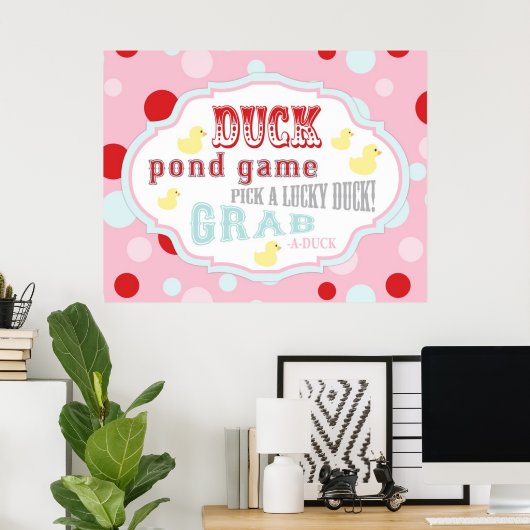Carnival of Circus Duck Pond Game Sign. Poster (Thuiskantoor)