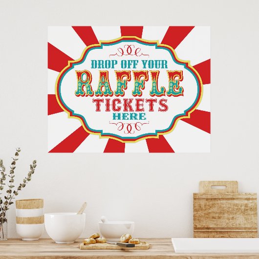 Carnival of Circus Raffle Ticket Sign. Poster (Keuken)