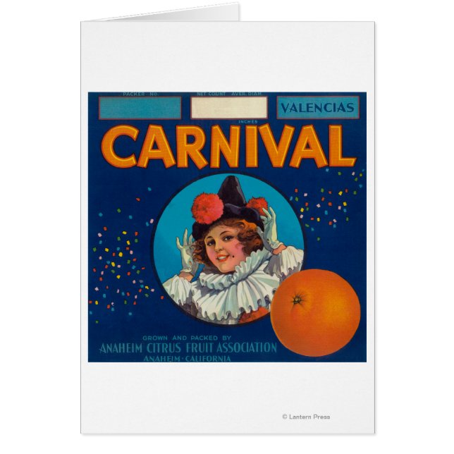 Carnival Oranje LabelAnaheim, CA (Voorkant)
