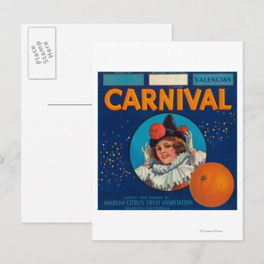 Carnival Oranje LabelAnaheim, CA Briefkaart (Voorkant / Achterkant)