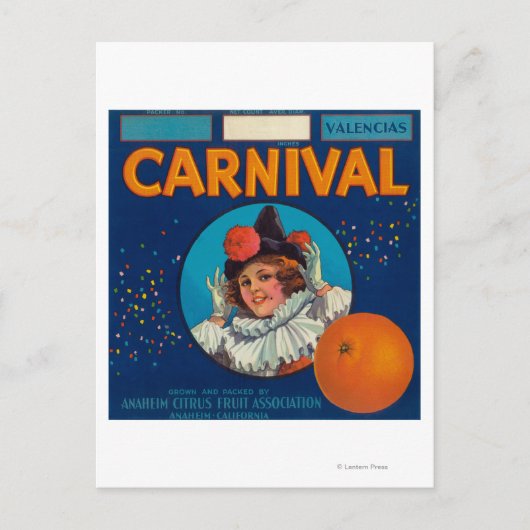 Carnival Oranje LabelAnaheim, CA Briefkaart (Voorkant)