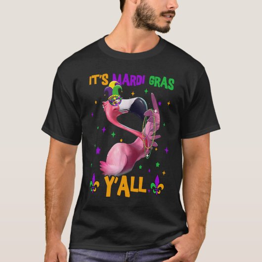 Carnival Party  Flamingo Mardi Gras T-shirt (Voorkant)