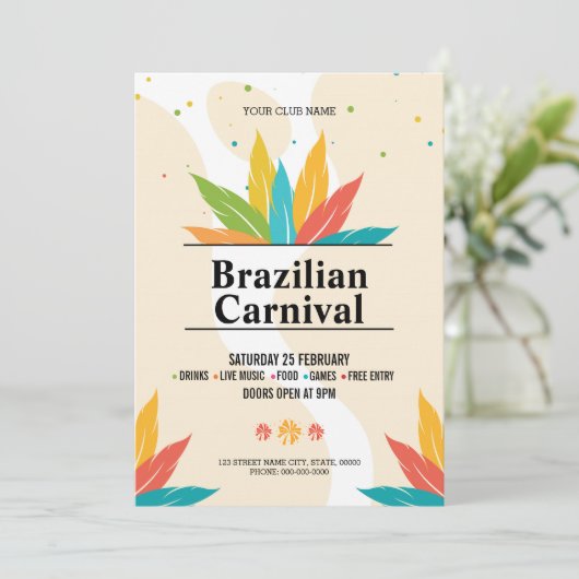 Carnival Party Flyer-Sjabloon Kaart (Staand voorkant)