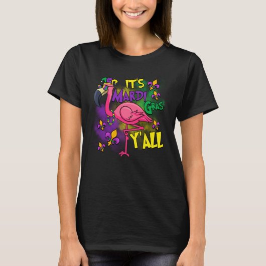 Carnival Party Gift Idea Flamingo Mardi Gras T-shirt (Voorkant)