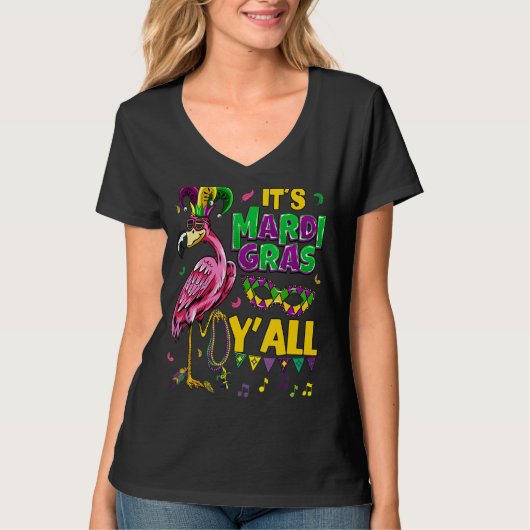 Carnival Party Gift Idea Flamingo Mardi Gras T-shirt (Voorkant)