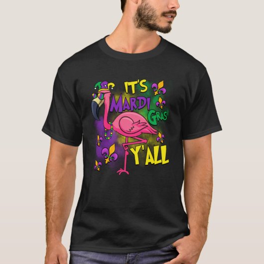 Carnival Party Gift Idea Flamingo Mardi Gras T-shirt (Voorkant)